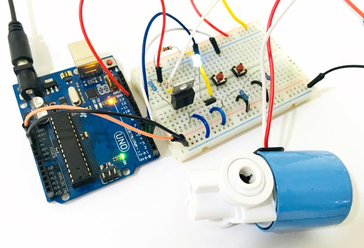 Hardware setup to control a Solenoid Valve with Arduino