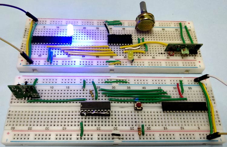 Interfacing RF module with Atmega8: Communication between two AVR Microcontrollers