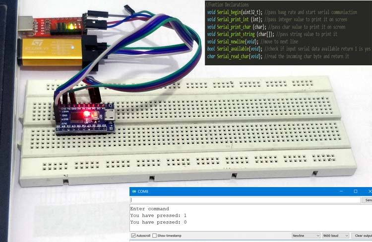 STM8S Serial Communication using STVD and Cosmic C