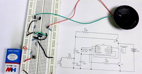 Wailing Siren Circuit using a 555 Timer IC