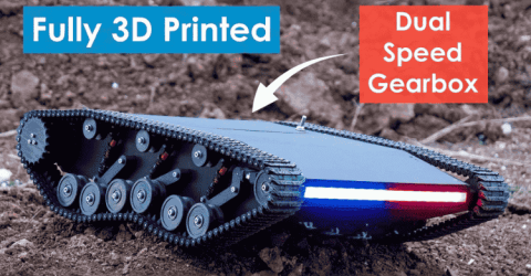 DIY RC Tank with Dual-Speed Gearbox and Suspension for High-Speed and Heavy Duty Maneuvers.