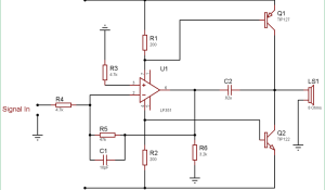 10 Watt Audio Amplifier Circuit using Op-Amp and Power Transistors