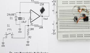 Monostable Multivibrator Circuit using Op-amp